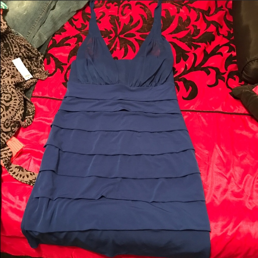 Blue dress.
